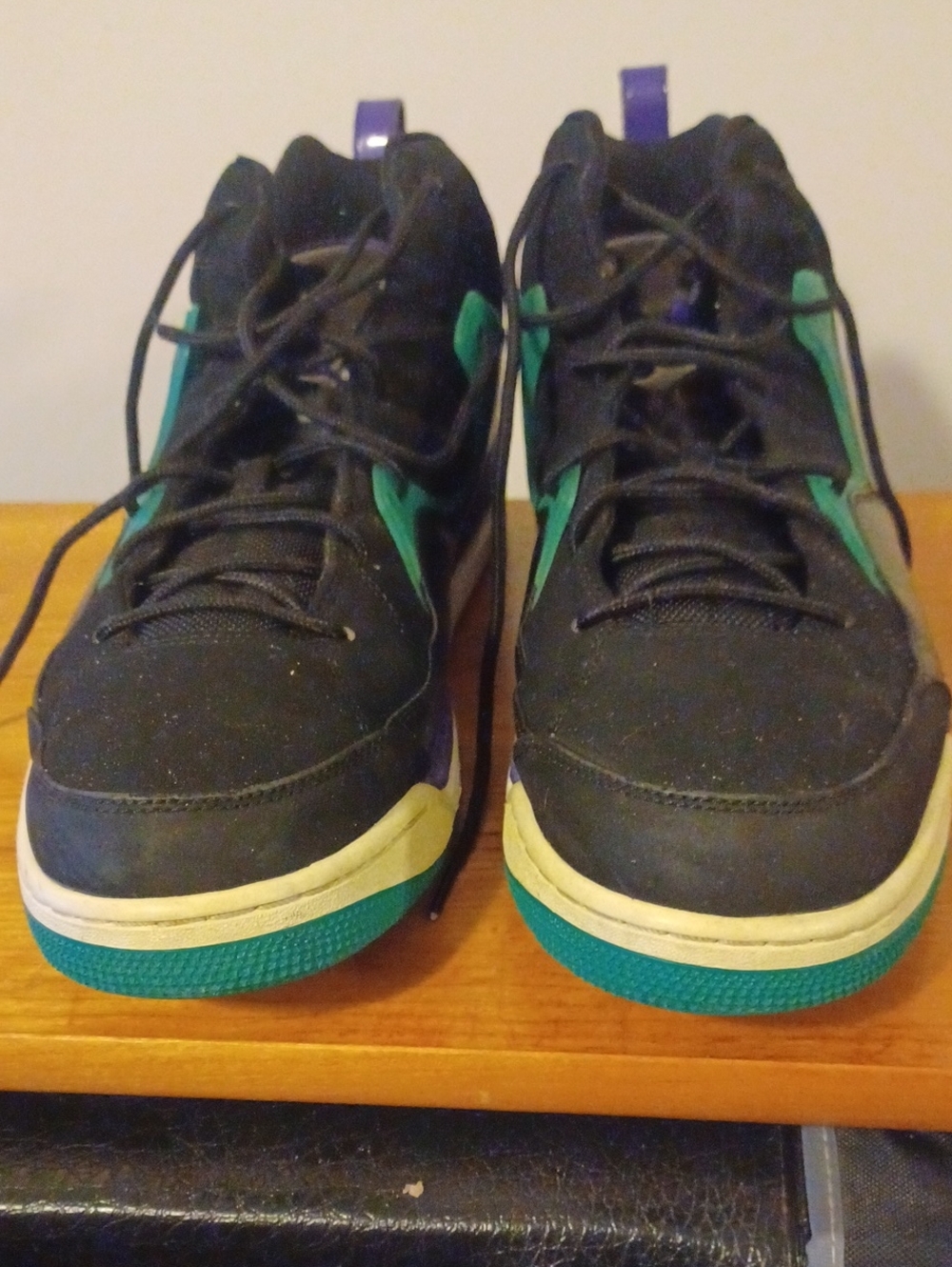 Jordan Black Teal Purple Mid-Top Athletic Shoes - Picture 3 of 5